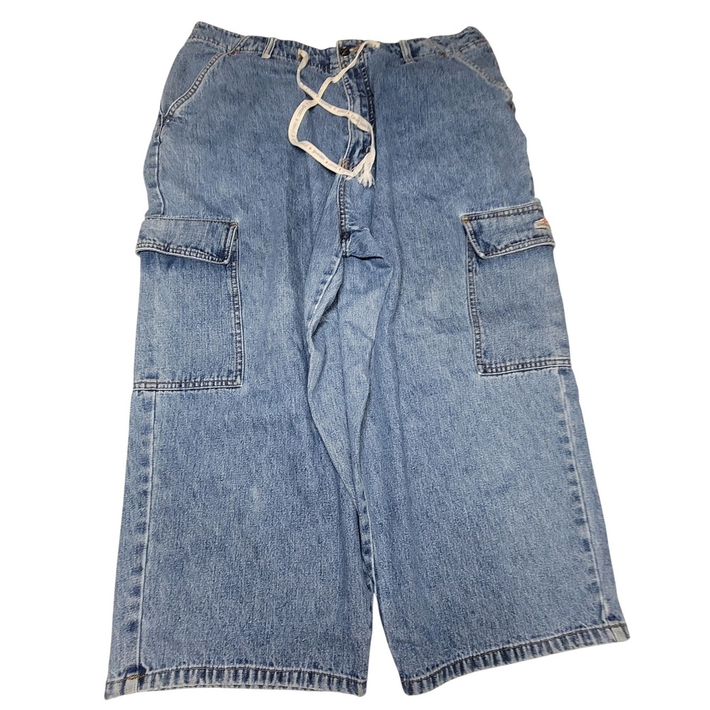 Zana Di Jeans Womens 20 Blue Denim Cargo Capri Pants Y2K Baggy Wide Leg
